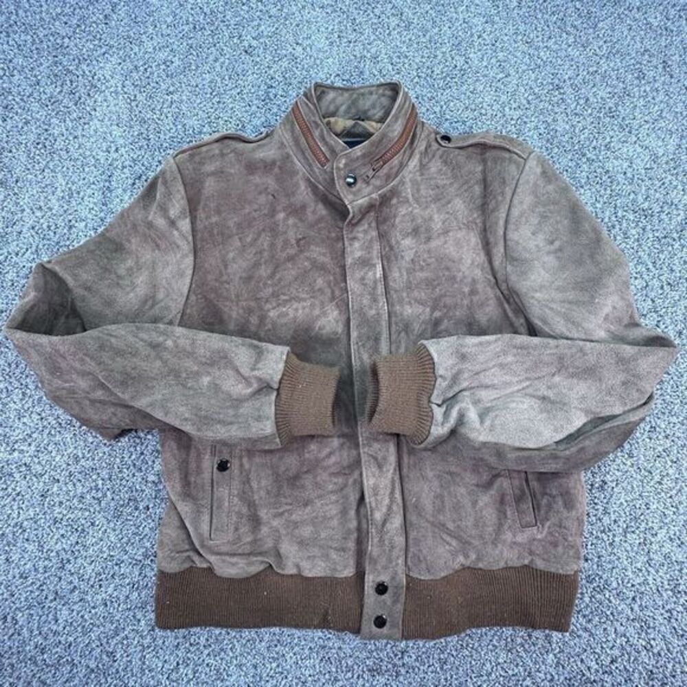 Vintage 80s Leather‎ Bomber Flight Jacket Men's Sz. 424Brown Geronimo With Hood